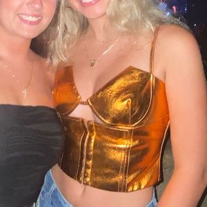 orange metallic top size xs